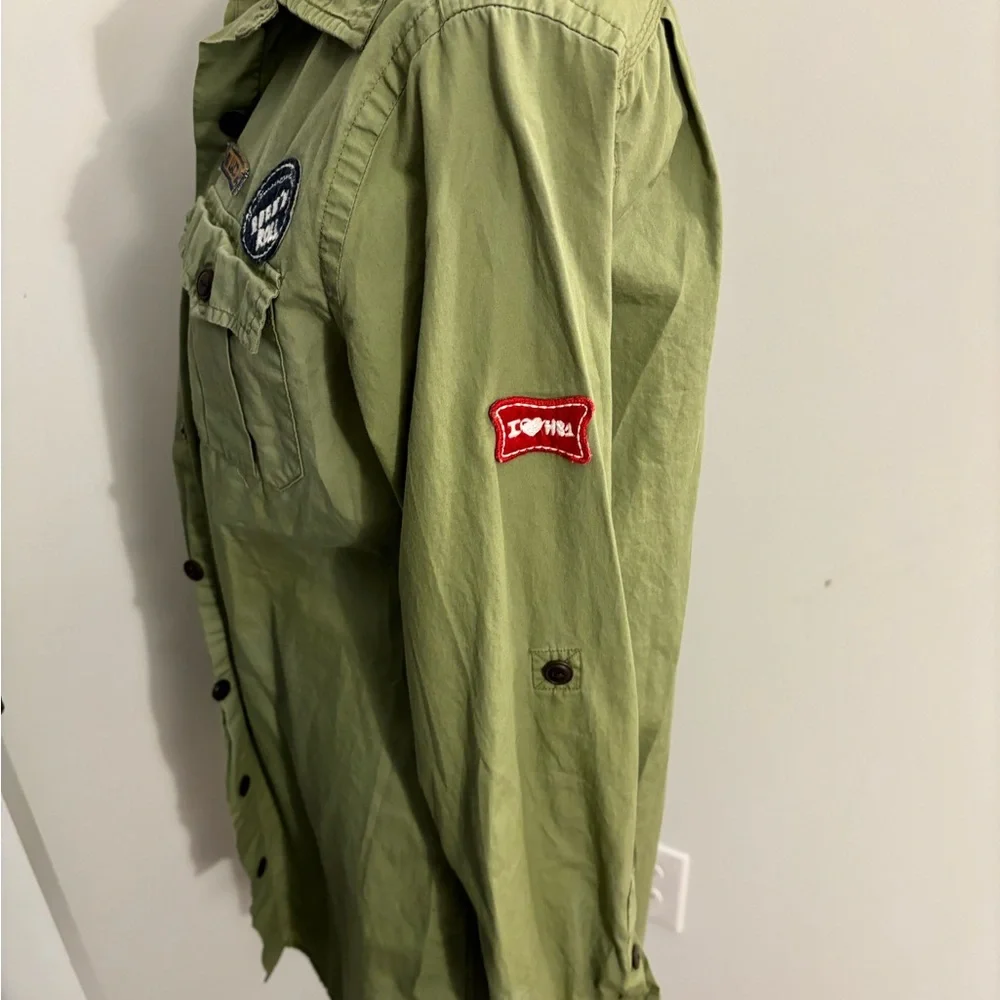 Women's Green Military Style Button Down - Picture 2 of 5